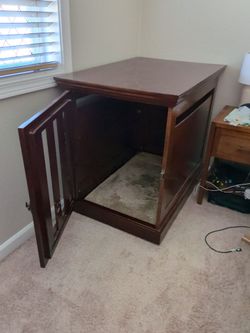 Large solid wood walnut/mahogany colored dog crate