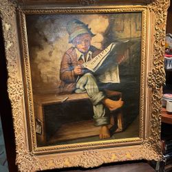 Original Old Painting By L Busile Italian Painter In Beautiful Wooden Frame