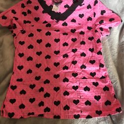 HEART SOUL SCRUB TOP SIZE : S