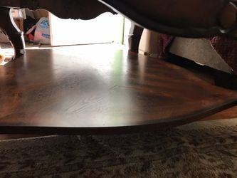 Wood coffee table with glass