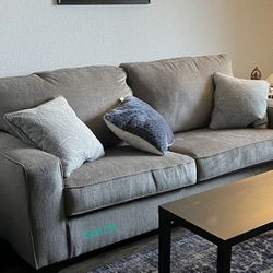 Ashley Brand New | Altari Contemporary Style Alloy 85" Grey Fabric Sofa with Track Arms and Cushion