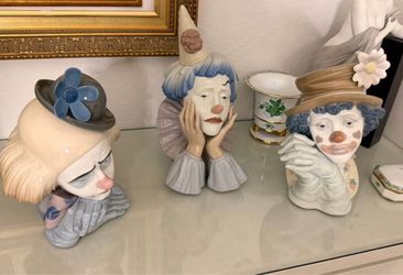 Lladro vintage clown head three bust