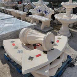 Concrete Mosaic Picnic Table with 3 Benches/ Outdoor Patio Furniture