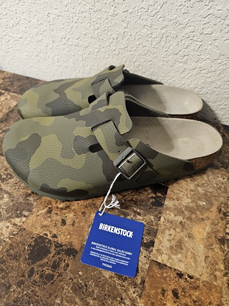 New Birkenstock Boston Birko Flor Size Mens 10 US / 43 EU Desert Soil Camo Clogs