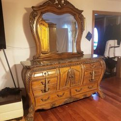 Solid Wood & Marble Dresser, Armoire, and End Table Night Stand $1800.