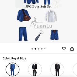 13 -14 years old Boys Suit for Kids Tuxedo Wedding Ring Bearer Outfit Boy Formal Suits 5 Piece Slim Fit Dresswear Suit Set. Only wear few hours for ph