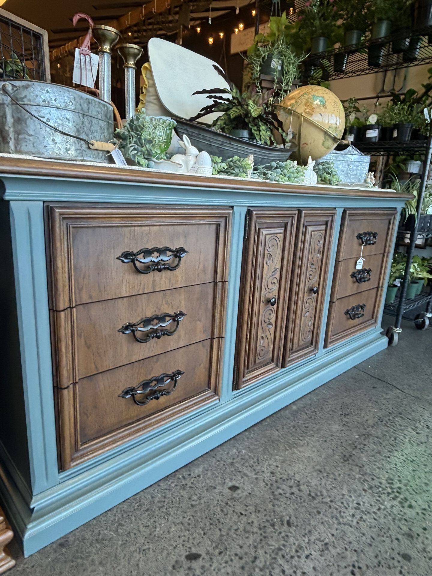 Newly Refinished Two Toned 9 Drawer Dresser