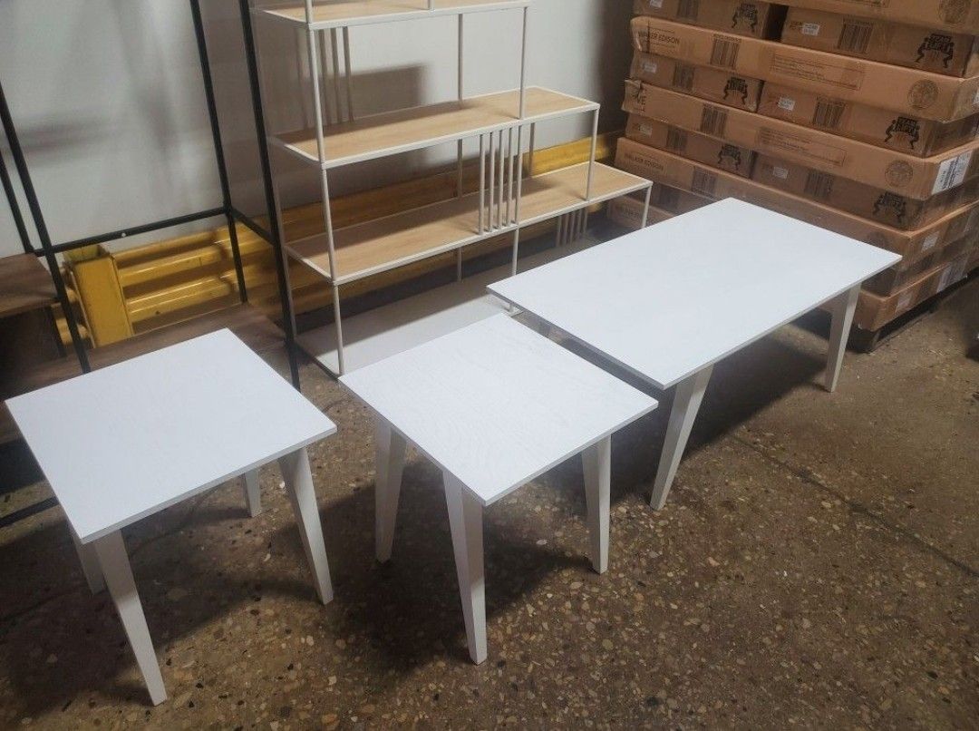 3 Pc White Coffee Table With Two End Tables (New In A Box)