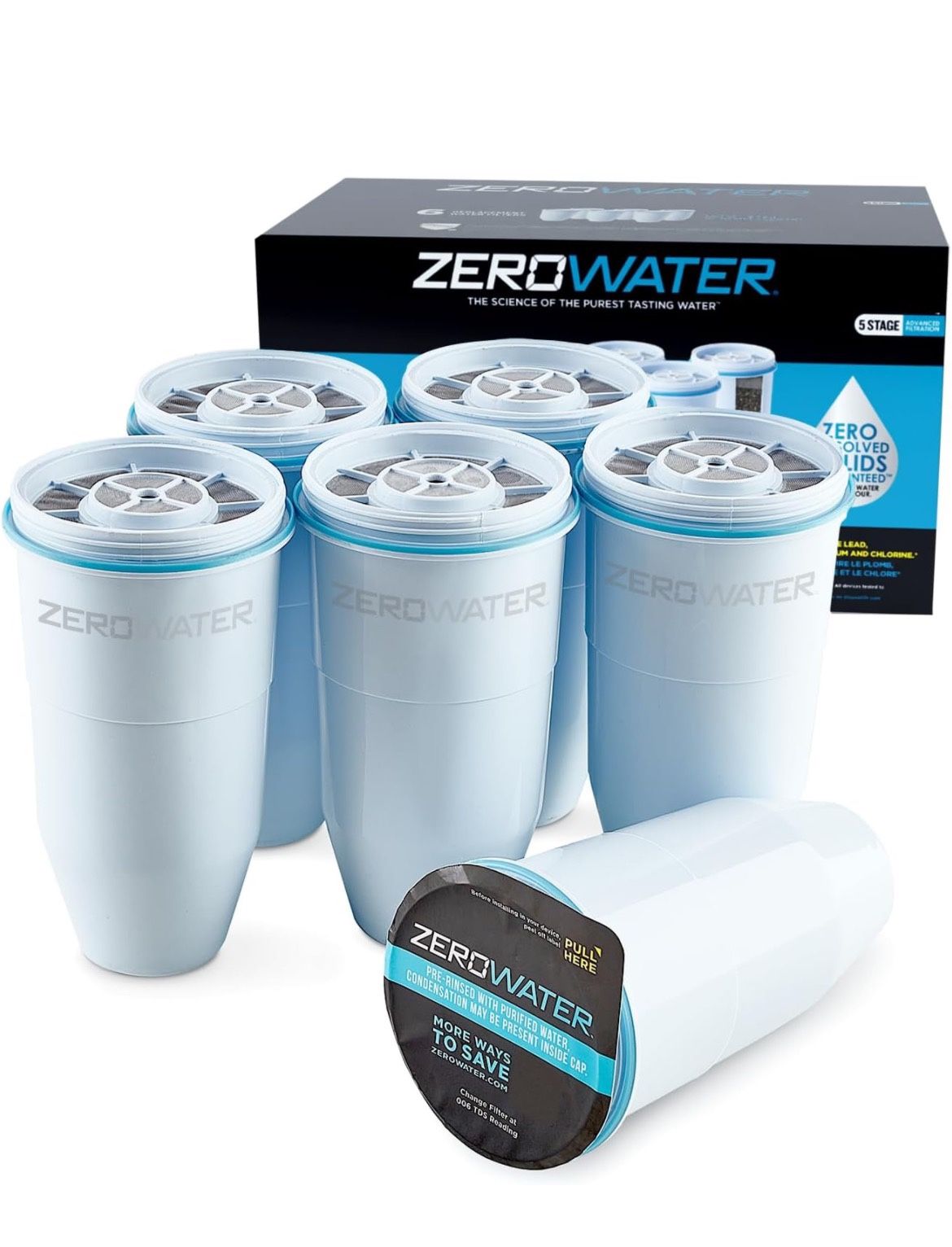 Culligan ZeroWater Official Replacement Filter - 5-Stage 0 TDS Filter Replacement - System IAPMO Certified to Reduce Lead, Chromium, and PFOA/PFOS, 6-