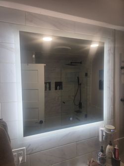 36"x36" Lighted and heated bathroom mirror