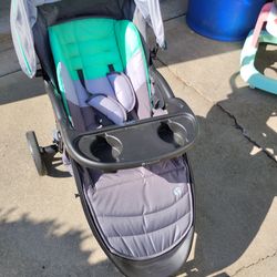 Baby trend green gray travel system car seat set