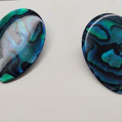 MONUMENTAL ABALONE SHELL CLIP EARRINGS 
