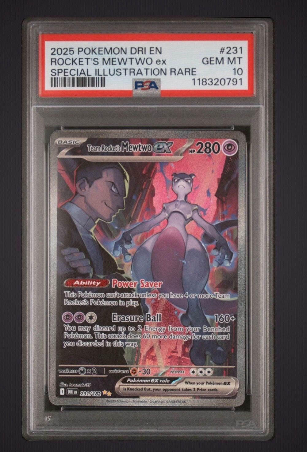 Pokemon 2025 Team Rockets Mewtwo ex 231/182 SIR Destined Rivals GEM MINT PSA 10