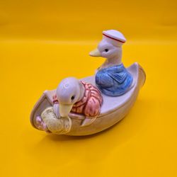 Vintage 60s OTAGIRI Japan 2 DUCKS in BOAT "Row Your Boat" Music Box