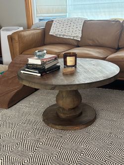 Rustic Solid Wood Coffee Pedestal Table