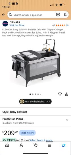 Elemara 4-in-1 Baby Bassinet Pack and Play