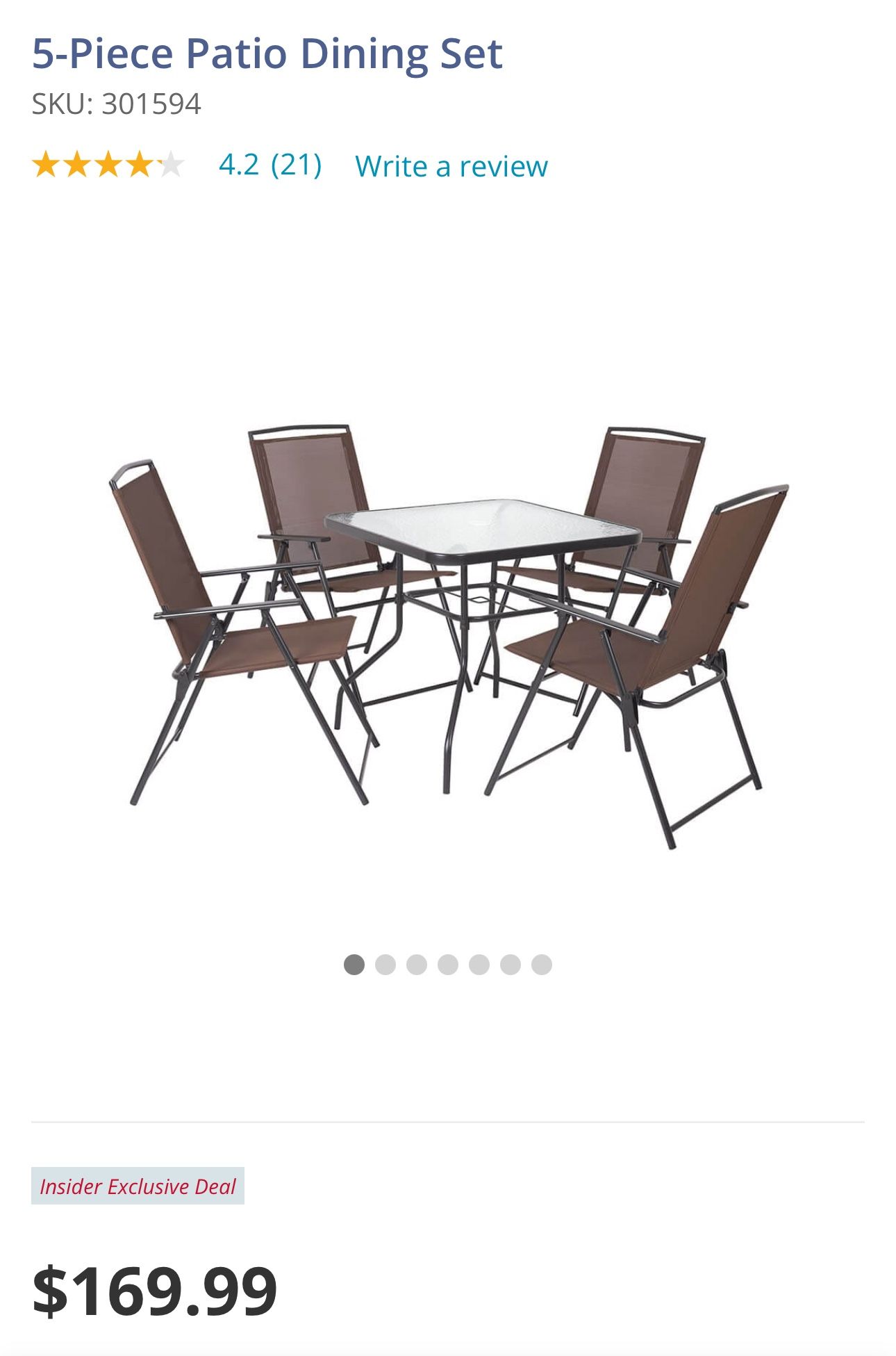Outdoor Patio Dining Set for 3 People, Metal Patio Furniture Table and Chair Set
