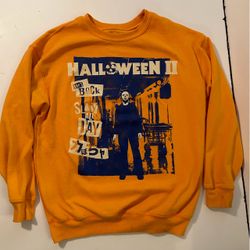 HALLOWEEN 2 Michael Myers Sz M Orange Long Sleeve Sweatshirt