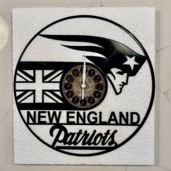 New England Patriots Vinyl Record Wall Clock – Handmade