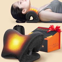 3S Heated Neck Stretcher for 9X Pain Relief, 3X Larger Graphene Heating Area w/Magnetic Therapy Case, Cervical Traction Device Pillow, Neck and Should