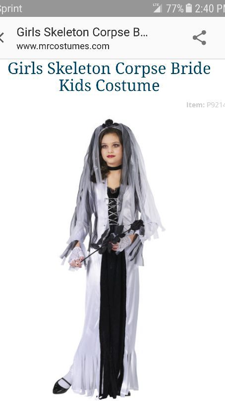 Girls' Skeleton Corpse Bride Costume