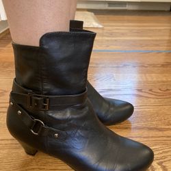 Black Leather Ankle Boots