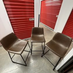 Brown Leather Bar Stools