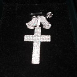 925SILVER MOISSANITE Micro Cross Praying Hands Earrings Bundle 