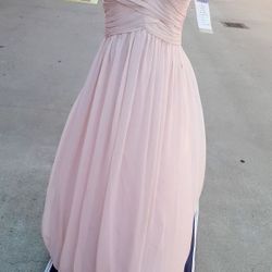 Blush pink bill Levkoff strappy strapless gown blush pink prom graduation party sizes 4