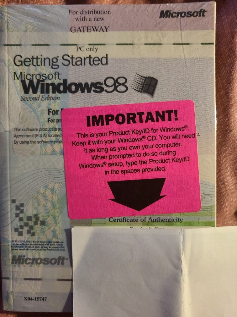 Win 98 Manual With Serial, No Cd.