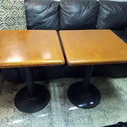 Vintage Wooden Pub Table With Heavy Iron Base