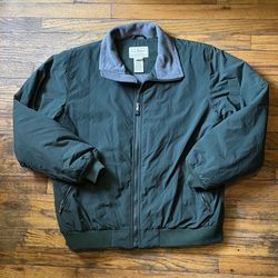 LL Bean Men’s Bomber Fleece Lined Men’s Tall Full Zip Jacket Green Size L