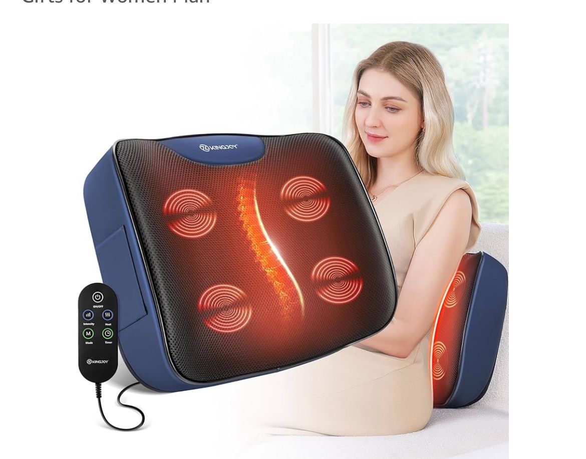 Lumbar Support Pillow for Office Chair, Heated Back Support Pillows with Vibration, Memory Foam Chair Back Massager for Pain Relief, Back Massage Pill