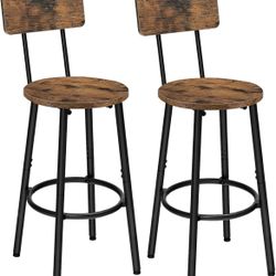 HOOBRO Bar Stools,Set of 2 Round Bar Chairs with Back,25.2" Bar Chairs for Kitchen Island, Dining Room,Counter Height Bar Stools, Easy to Assemble, Ru