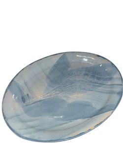 Signed Studio Pottery Botanical Leaf Serving Platter Handcrafted Ceramic Dated 2000