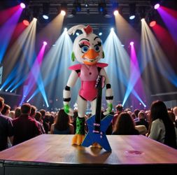 6" Five Nights At Freddy's: Security Breach Glamrock Chica Plastic Action Figure With Guitar Accessory. This is a Funko Action Figure of Glamrock Chic