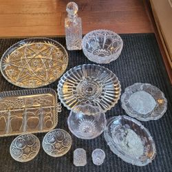 New & Gently Used Elegant 40 Piece Crystal Server & Punch Bowl Set