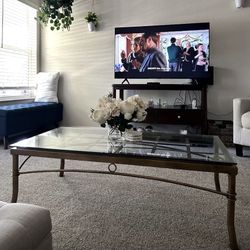 Gold Metal Glass Coffee Table