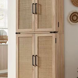 72 inch Kitchen Pantry with Rattan Doors, Kitchen Wood Cupboard $150