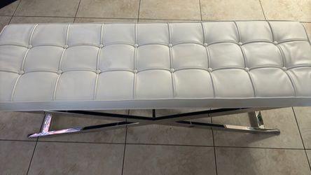 White leather bench