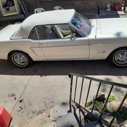 1964 1/2 Mustang Convertible 289  engine 4 Barrel carburetor. New top. White exterior. Red  and white Interior