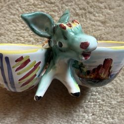 Vintage Italian Donkey With Bowls Decorative Ceramic Piece 