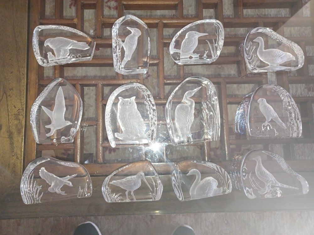 Wedgewood Crystal Danbury Mint Paperweights Bird Series 12 $250all