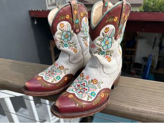 Kid’s Allens Boots Azulado Western Boots - Jacy White