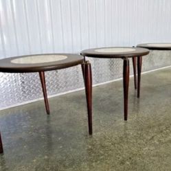 3 MCM Mother Of Pearl Stacking Tables 