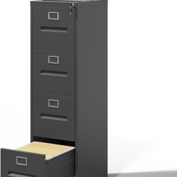 V296-File Cabinet, 4 Drawers Vertical File Cabinets with Lock for Home Office,Heavy Duty Office Steel Filing Cabinet for Hanging Letters/Legal/A4, Ass