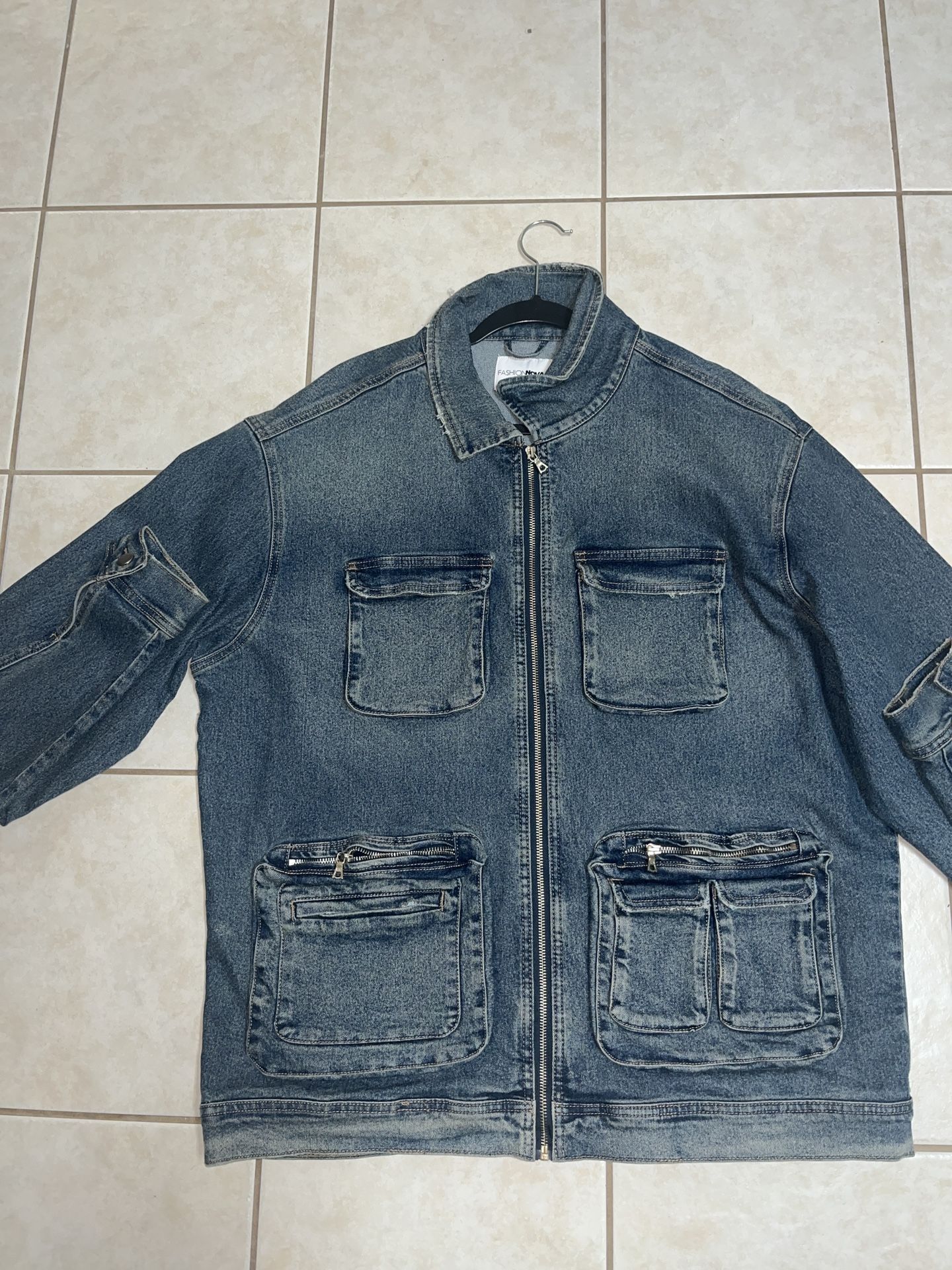Men’s Fashion-nova Denim Cargo Jacket