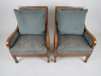 2 Hancock & Moore leather upholstered accent chairs