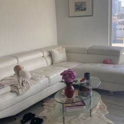 White Sectional Leather Couch 