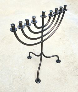 Large solid bronze brutalist minimalist modern menorah Menora Chanukiah Hanukkiah museum of modern art